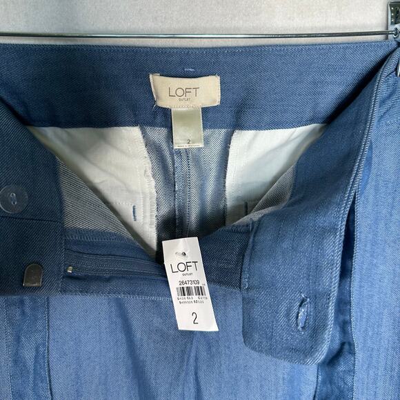NWT LOFT Chambray Straight Leg Belted Dress Pants – Size 2 - Picture 5 of 7